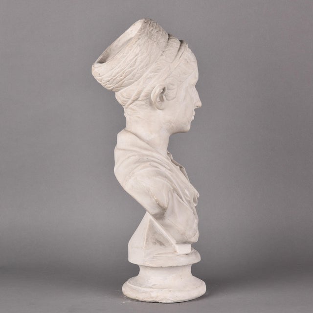 Vintage Plaster Bust of a Woman in Classical Drapery For Sale - Image 10 of 12