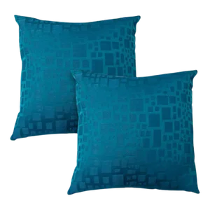 British Modern Chenille Blue Royal Square Pillows by Arlene Angard, Set of 2