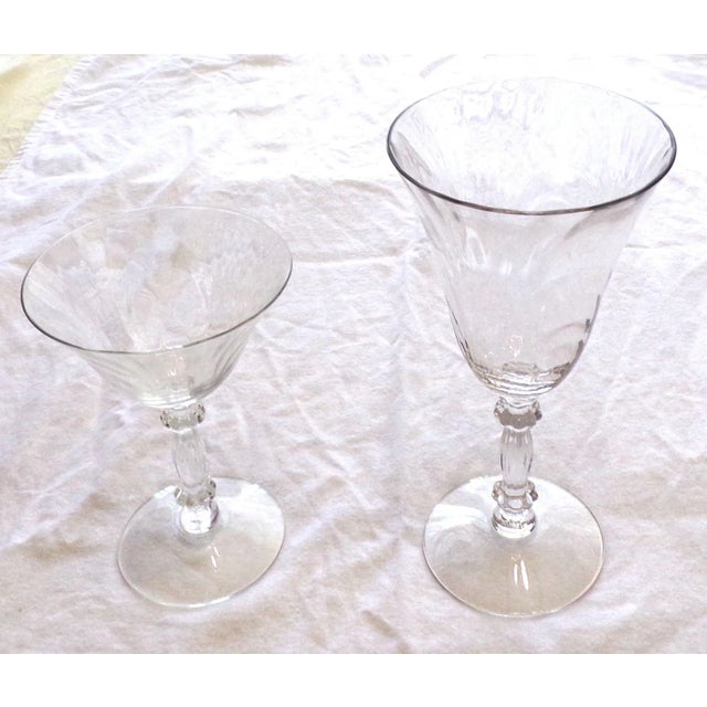 Mid 20th Century Cambridge Caprice Crystal Clear Stemmed Glasses, 10 Water and 6 Wine For Sale - Image 12 of 14