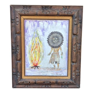 1970s Sun God Kachina Worrier, Framed For Sale