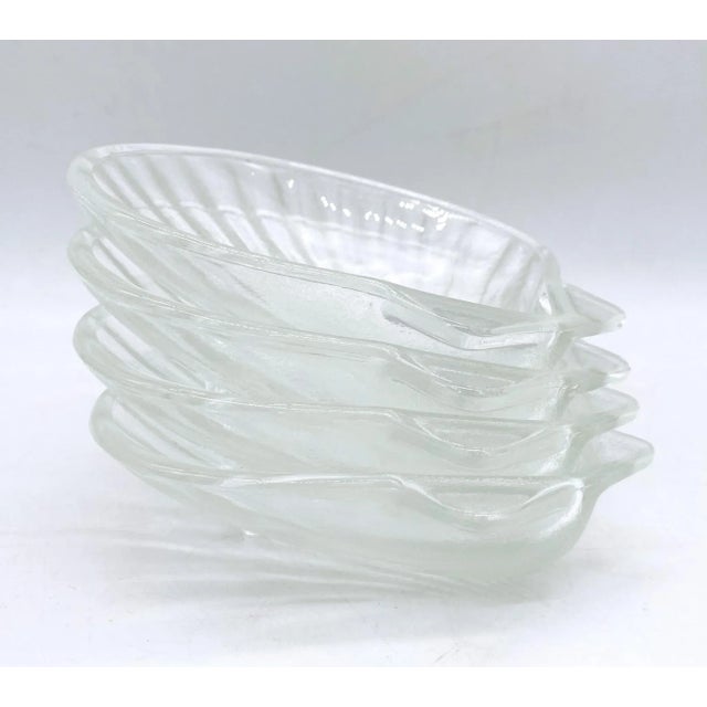 Mid-Century Modern Vintage Transparent Glass Seashell Clam Shell Bowls- Set of 4 For Sale - Image 3 of 9