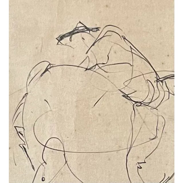 1961 Surrealist Style Abstract Graphite Drawing of a Horse by Walter Quirt, Framed For Sale - Image 4 of 9