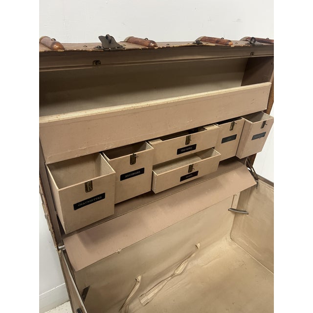 Antique Travel Trunk with Compartmentalized Interior For Sale - Image 4 of 16
