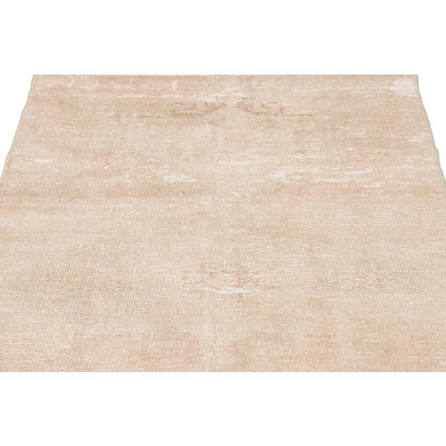 Textile 1960s Vintage Shabby Chic Turkish Handmade Beige Wool Runner For Sale - Image 7 of 9