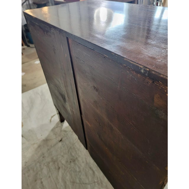 Stately Antique 2 Over 2 Chest of Drawers With Delicate Inlaid Trim and Metal Brass Hardware - From England, Circa 1860 For Sale - Image 9 of 13