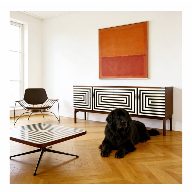 Modular Sideboard with Op Art Motif, 1970s, Set of 2 For Sale - Image 3 of 12