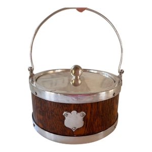 Late 18th Century Victorian Solid English Oak Butter Dish Nickel Silver Circa 1890's