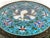 1970s Large Red Crowned Cranes Black Lacquer & Blue Cloisonné Chinese Stool or Side / Drinks Table For Sale - Image 5 of 12