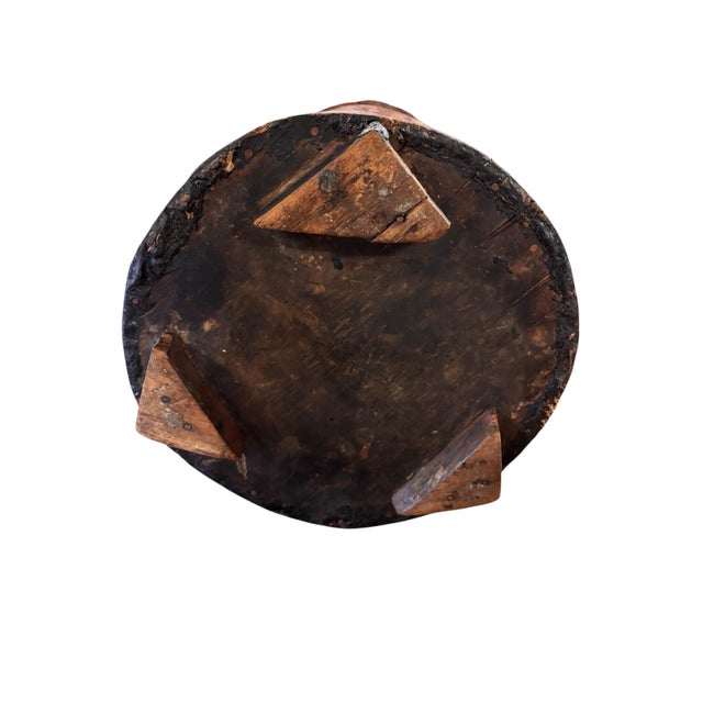 Early 20th Century Early 1900s Antique Primitive Hand-Carved Solid Wood Mortar or Vessel For Sale - Image 5 of 5