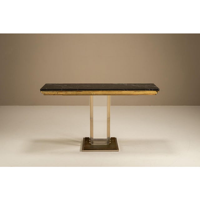 Console Table in Acrylic Glass, Brass and Marble from Belgochrom, 1970s For Sale - Image 13 of 13