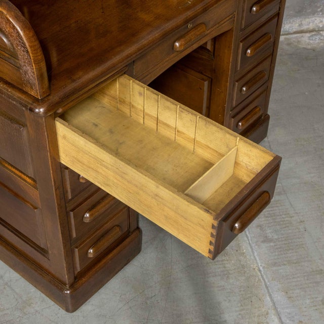 Brown Antique Roll Top Desk, 1890s For Sale - Image 8 of 15