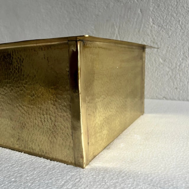 Metal Farmhouse Country Square Brass Hammered Finish Drop-In Sink & Brass Drain For Sale - Image 7 of 10
