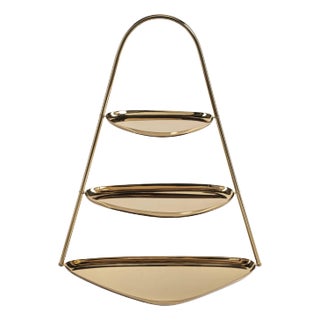 Stassi 3-Tier Hors D'oeuvres & Petits-Fours Stand, Gold For Sale