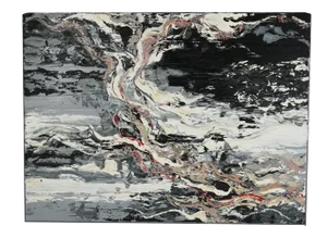 Mid Century Modern Abstract Impressionist Oil on Canvas, Grey Tones 20thC
