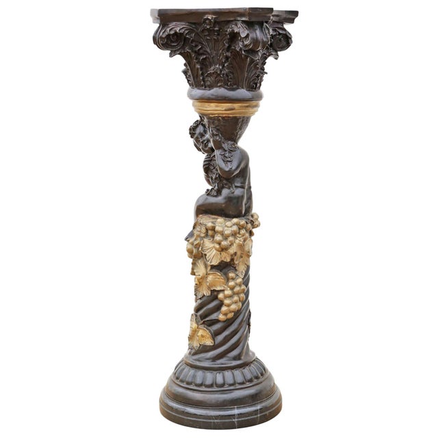 Large Antique French Mixed Metal Bronze Pedestal from A Moreau Paris, 1890s For Sale - Image 6 of 11