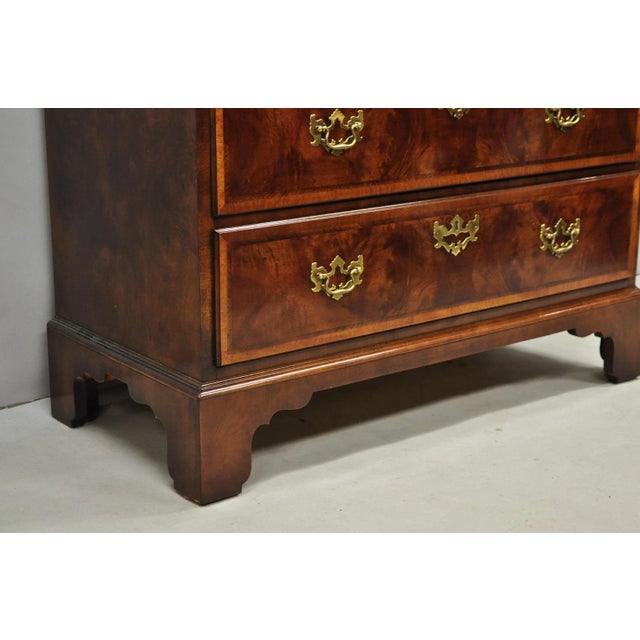 Henredon Aston Court Burl Wood Georgian Mahogany Tall Chest Highboy Dresser For Sale - Image 9 of 12