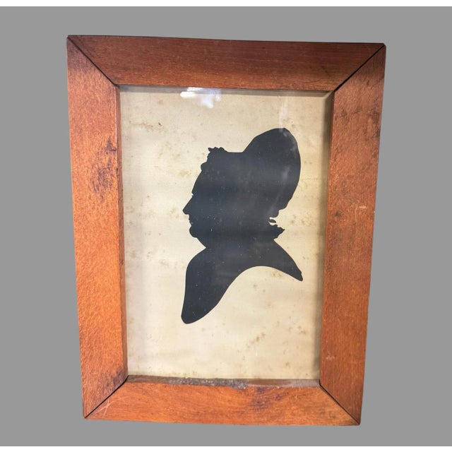 Pair Primitive Antique Country Folk Art Silhouettes George & Martha Washington In good original condition showing some...