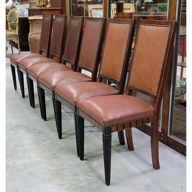 Art Nouveau Mahogany Chairs, 1890s, Set of 6 For Sale - Image 3 of 3