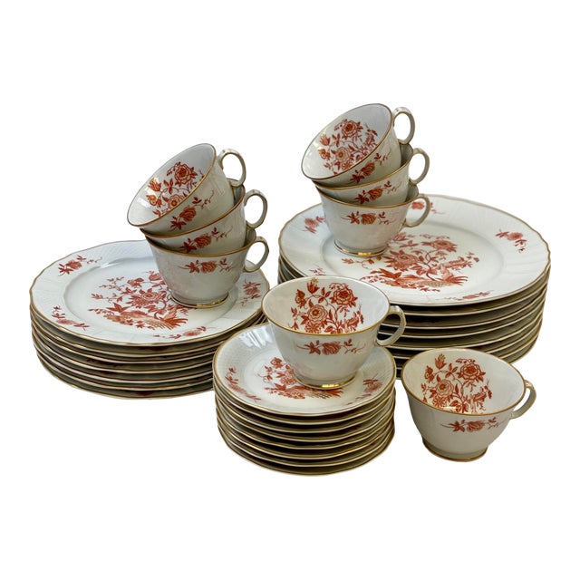 Vintage Bernardaud Zinnias Orange & Gold Dinnerware Set of 32 Chairish