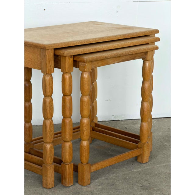 Mid-Century Modern Oak Nesting Tables in the style of Henning Kjærnulf, Denmark, 1970s For Sale - Image 6 of 10