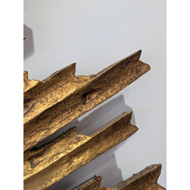 Large Sun Mirror in Carved and Gilded Wood, 1950s For Sale - Image 14 of 18