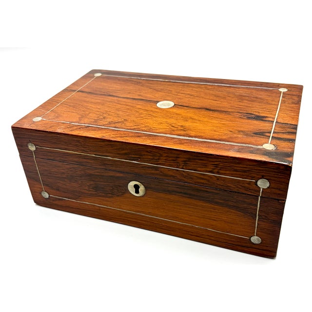 Antique 19th Century English Rosewood & Mother of Pearl Inlay Box For Sale - Image 15 of 15