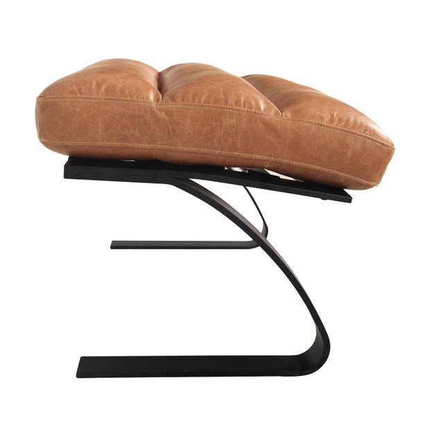 Contemporary Lavello Chair & Stool Set - Caramel Leather For Sale - Image 3 of 5