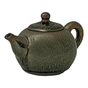 Chinese Jianye Clay Metallic Bronze Black Glaze Decor Teapot Display Art