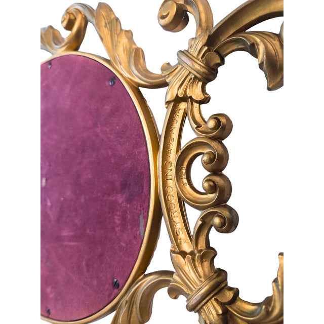 Vintage Syroco Hollywood Regency Gold Wall Mirror, Ornate Baroque Rococo Style Accent For Sale - Image 9 of 9