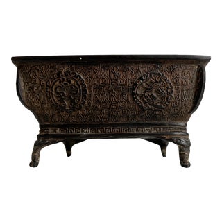 Vintage Cast Iron Footed Bowl For Sale
