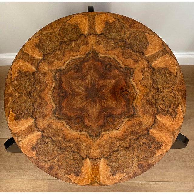 Wood French Art Deco Two-Tiered Gueridon Table Amboyna Wood & Black Lacquer For Sale - Image 7 of 7