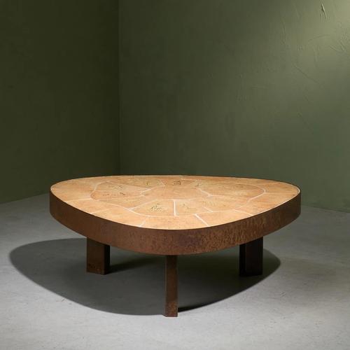 Mid-Century Modern Shaped Coffee Table with Ceramic Tiles and Steel Frame from Barrois, France, 1960s For Sale - Image 3 of 11
