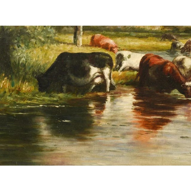 Victorian Artist, Pastoral River Scene, 1980s, Oil on Canvas, Framed For Sale - Image 4 of 9