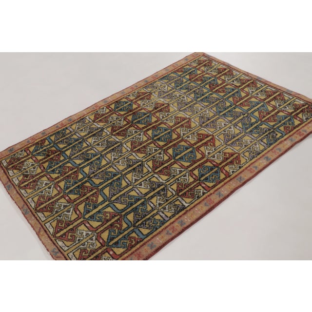 Rug & Kilim Vintage Turkish Rug Pair With Colorful Repetitive Geometric Lattice - Rug & Kilim For Sale - Image 4 of 10