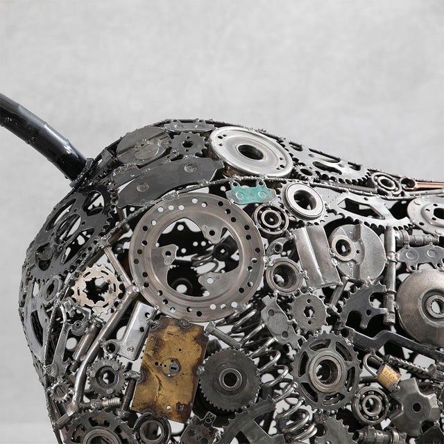Premium Handcrafted Recycled Metal Bull Sculpture | 92" X 57" | One of a Kind For Sale - Image 12 of 14