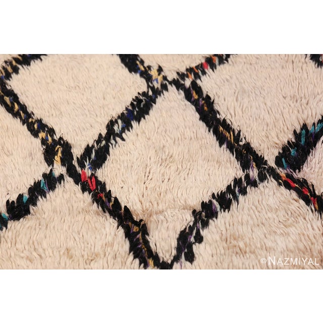 Nazmiyal Collection Vintage Ivory Beni Ourain Moroccan Rug For Sale - Image 4 of 8