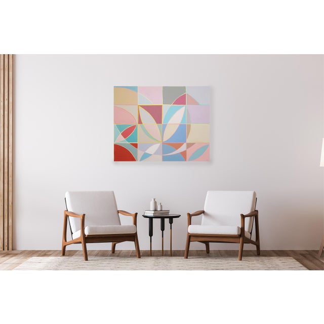 "Tulip Echo" is a painting on canvas by Spanish artist Natalia Roman. This series of abstract geometric paintings by...