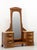 An elegant French Art Deco-era dressing table, crafted circa 1920 from solid walnut. It features a large, swiveling...