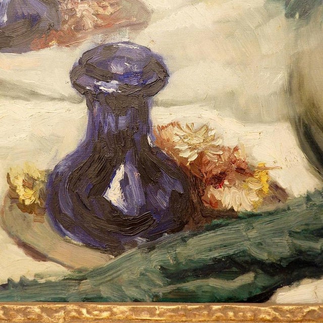 Flowers in Front Mirror, 19th Century, Paint on Canvas, Framed For Sale - Image 4 of 14