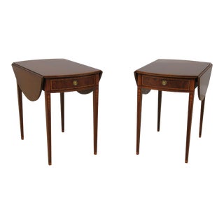 Pair Baker Federal Inlaid Mahogany Pembroke Tables For Sale