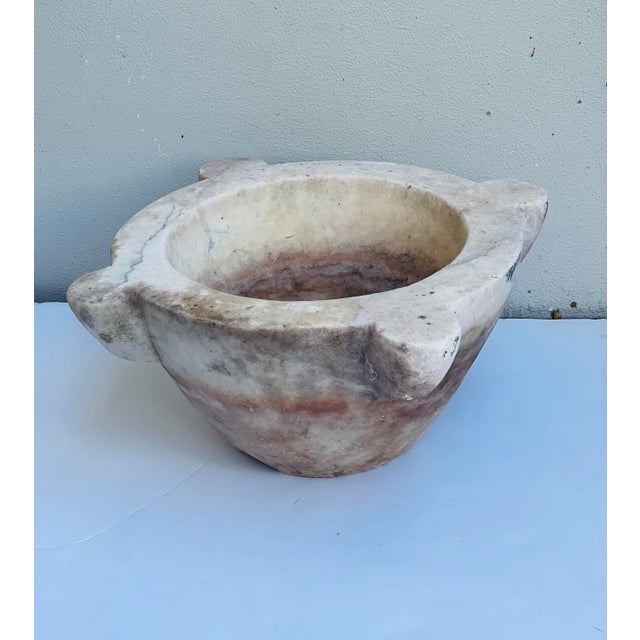 Early 19 th c handcarved marble flower pot.