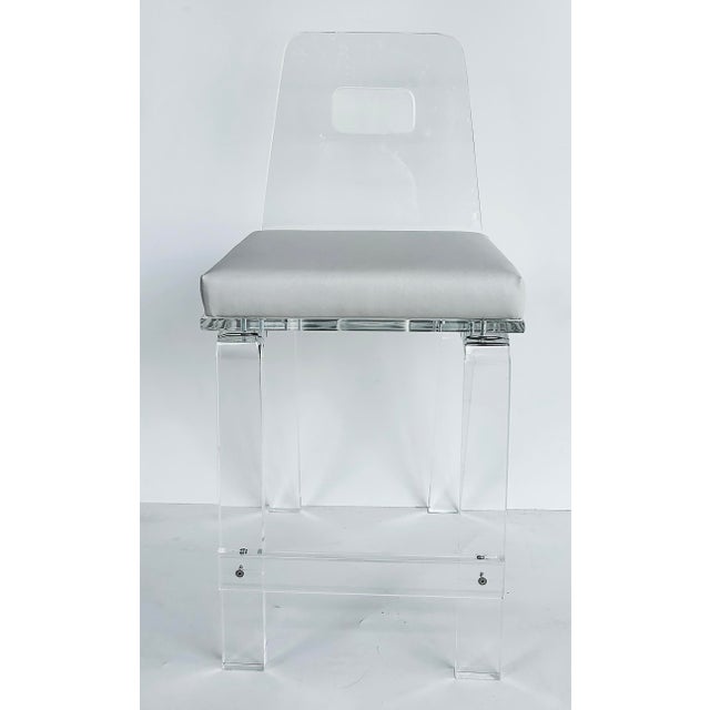 Transparent Custom Made Lucite Counter Stool For Sale - Image 8 of 9