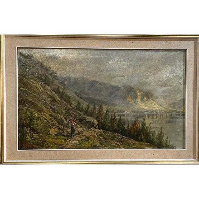 Gray Mountain Landscape, 1900s, Oil on Canvas, Framed For Sale - Image 8 of 8