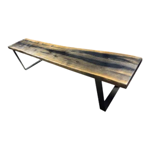 Modern Rustic Dining Bench – Live Edge, Weathered Gray