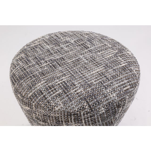 Contemporary Modern Black and Gray Fabric Upholstered Swivel Vanity Stool For Sale - Image 4 of 6