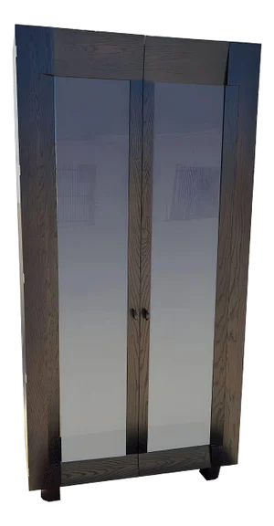 Tall Dakota Jackson "Ocean" Espresso Oak Bookcase Display Cabinet