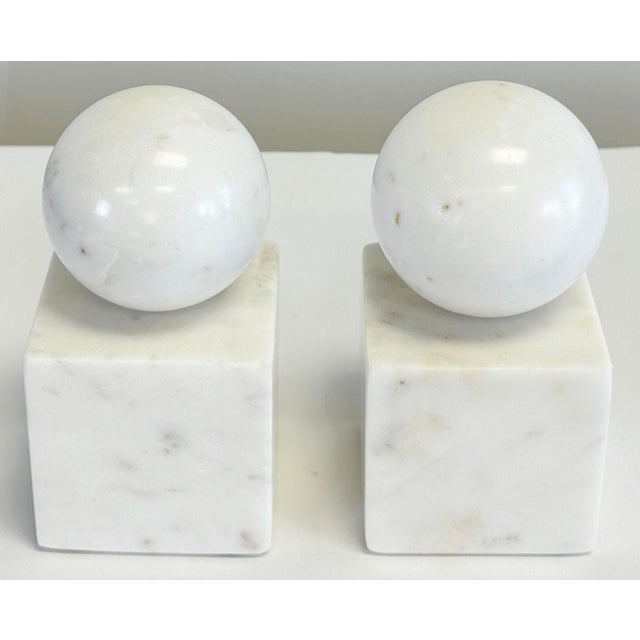 Stone Vintage Alabaster Block Orb Bookends, a Pair For Sale - Image 7 of 12