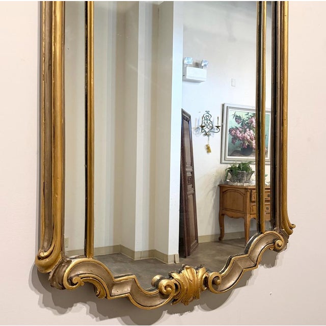 Antique Italian Gilded and Painted Rococo Style Mirror For Sale - Image 9 of 14