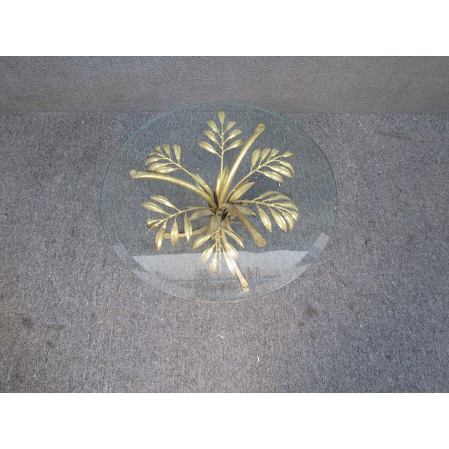 Mid-Century Modern Mid 20th Century Gold Leaf Palm Tree Side Table For Sale - Image 3 of 5