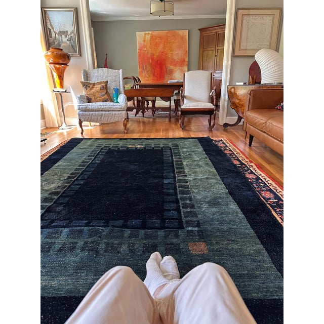 Textile Mid 20th Century Handwoven Persian Tribal Gabbeh Rug – “Stars at Night” – 9'7" × 6'4" For Sale - Image 7 of 7